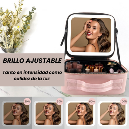 Organizador de maquillaje portátil con espejo LED | GlowUp PRO™