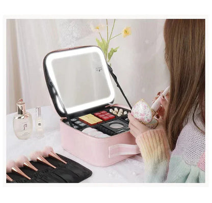 Organizador de maquillaje portátil con espejo LED | GlowUp PRO™