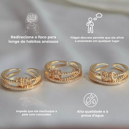 Anillo Anti Ansiedad - Regalo Para Hija Baño de Oro 18k