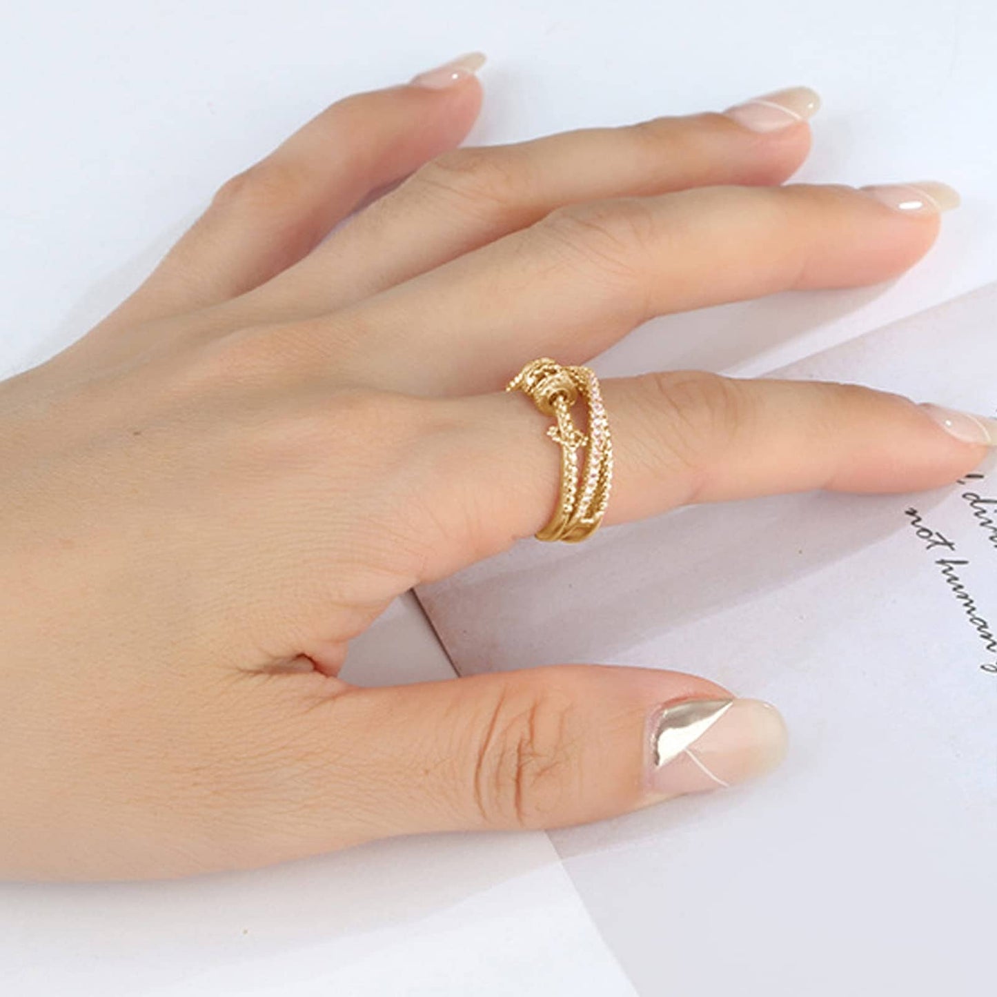Anillo Anti Ansiedad - Regalo Para Hija Baño de Oro 18k