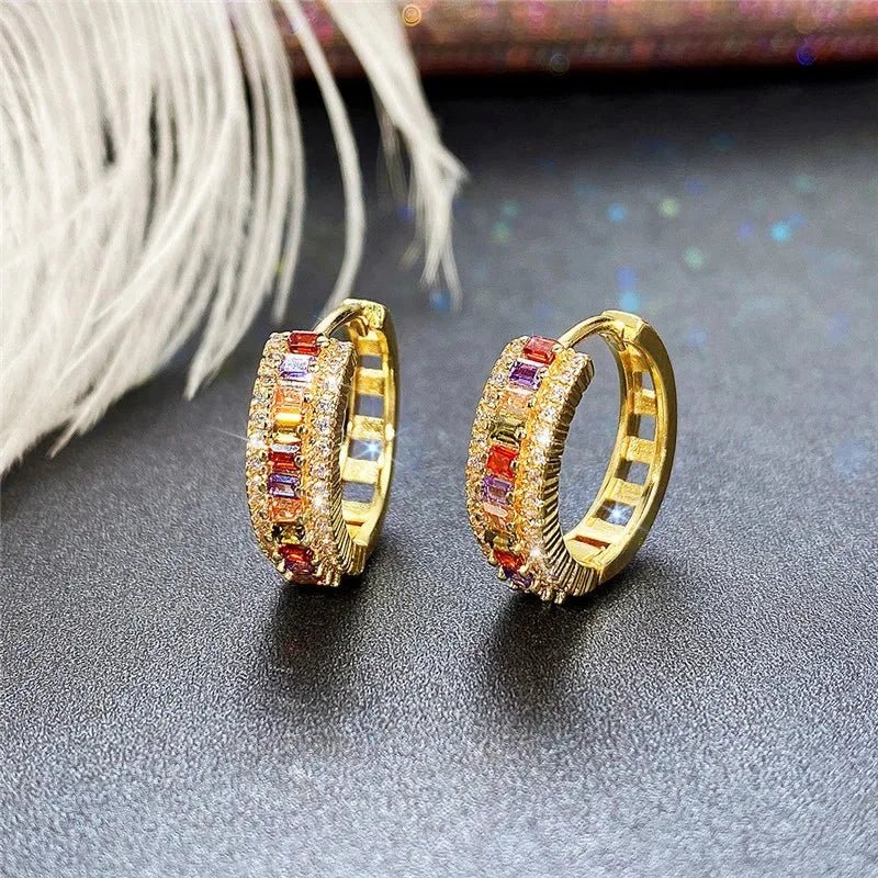Pendiente Aro Piedras Oro 18K