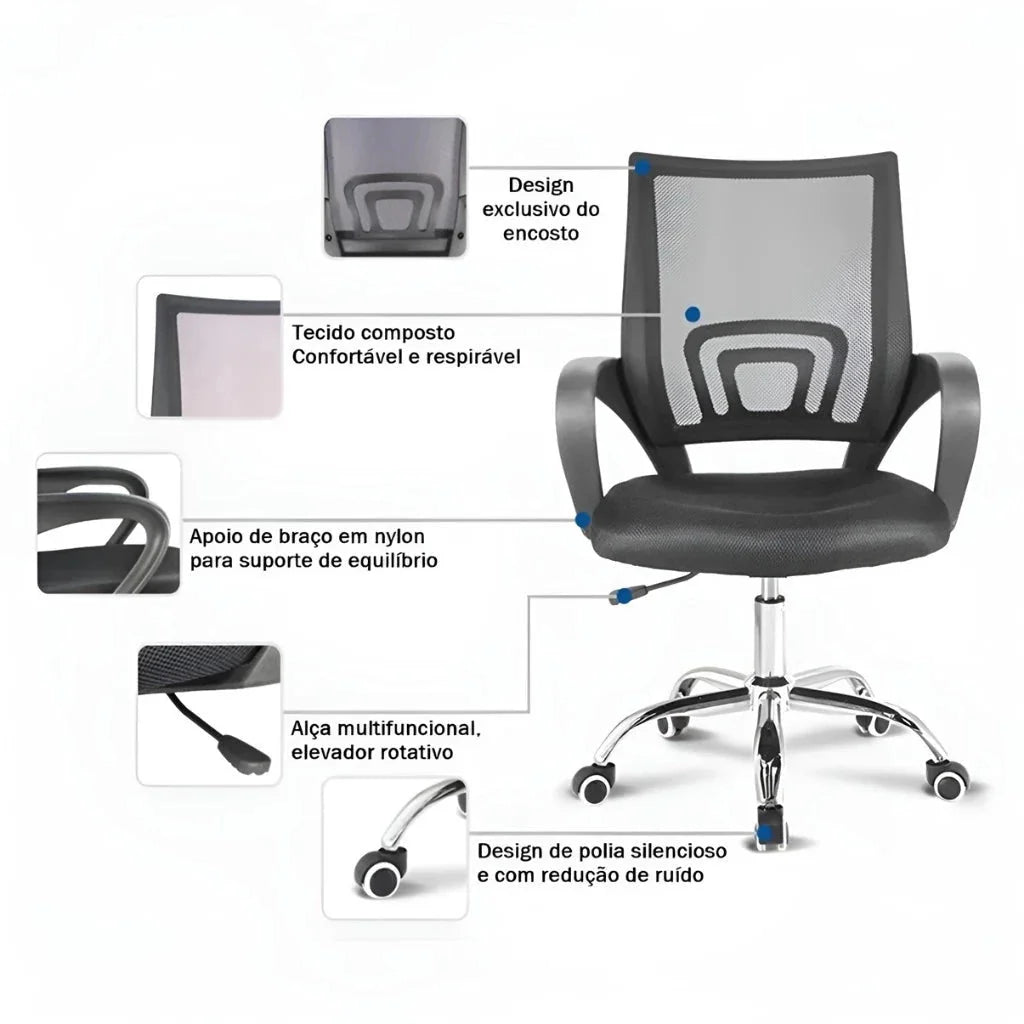 Silla de Oficina con Respaldo de Tela Mesh