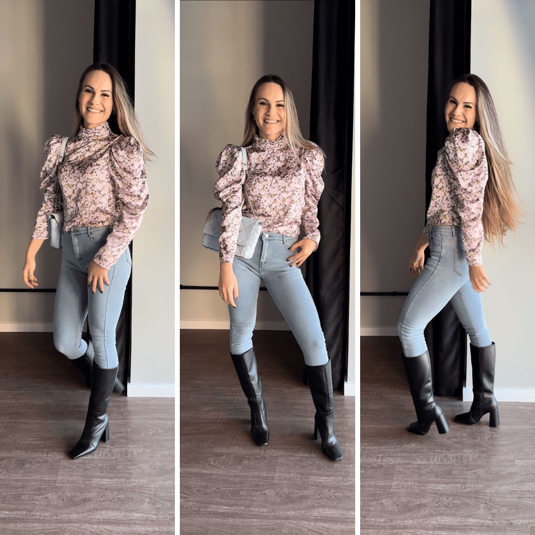 Pantalón Jeans Femenino con Elastano Forrado Forglows + Medias Térmicas