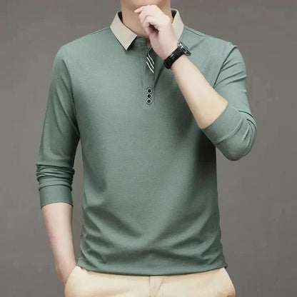 Camisa Polo Masculina John Karlo Minimalista Manga Larga + Regalo Reloj Deyros Lujo