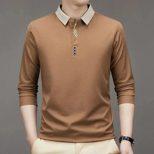Camisa Polo Masculina John Karlo Minimalista Manga Longa + Brinde Relógio Deyros Luxo
