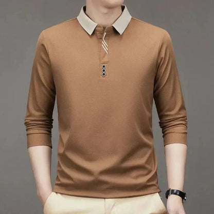 Camisa Polo Masculina John Karlo Minimalista Manga Larga + Regalo Reloj Deyros Lujo