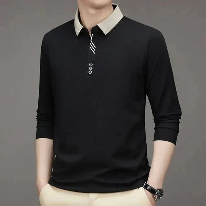 Camisa Polo Masculina John Karlo Minimalista Manga Larga + Regalo Reloj Deyros Lujo