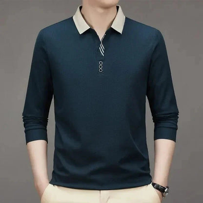 Camisa Polo Masculina John Karlo Minimalista Manga Larga + Regalo Reloj Deyros Lujo