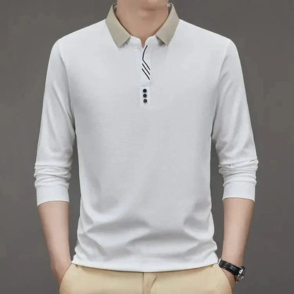 Camisa Polo Masculina John Karlo Minimalista Manga Larga + Regalo Reloj Deyros Lujo