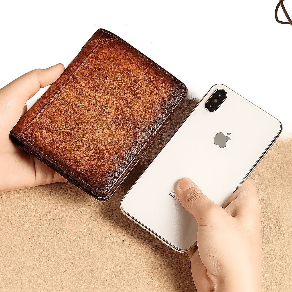 Cartera de Cuero Masculina ManBang™ con Protección RFID Antirrobo
