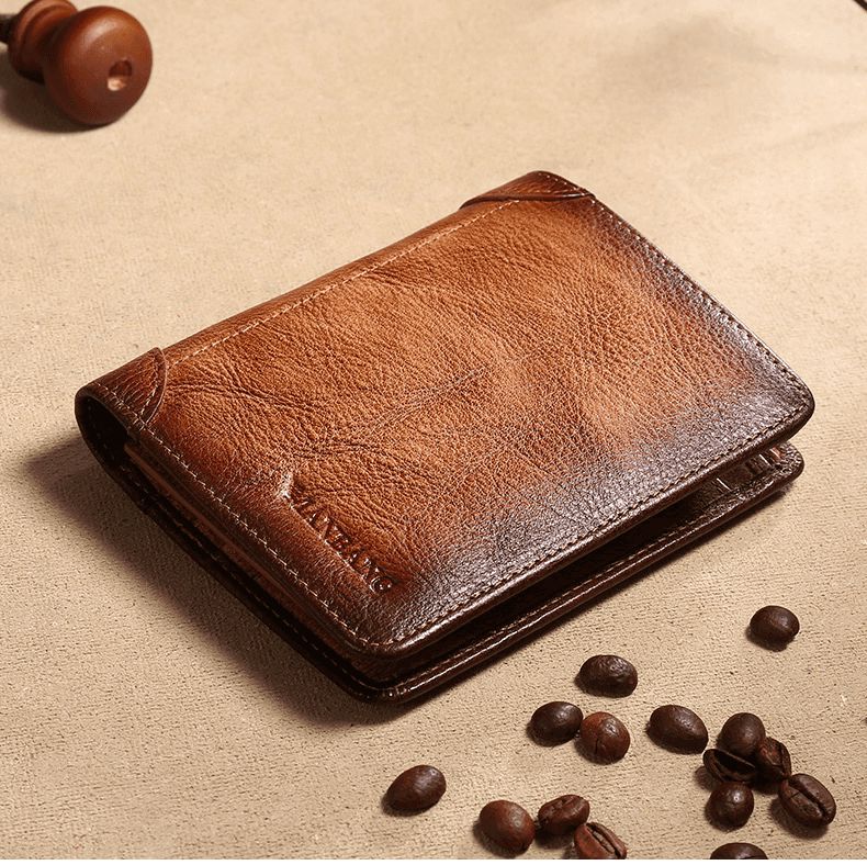 Cartera de Cuero Masculina ManBang™ con Protección RFID Antirrobo