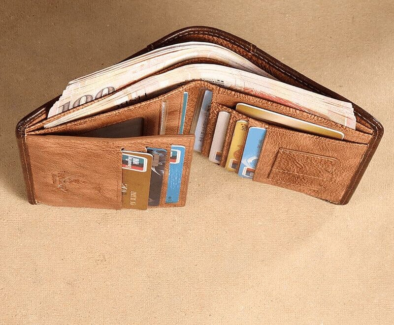 Cartera de Cuero Masculina ManBang™ con Protección RFID Antirrobo