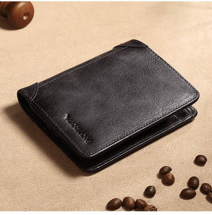 Cartera de Cuero Masculina ManBang™ con Protección RFID Antirrobo