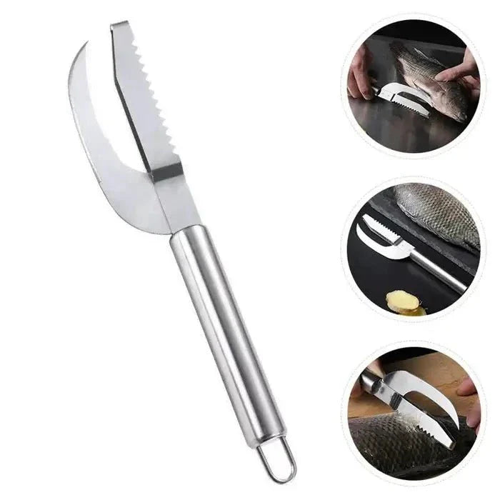 FishScaler - Cuchillo Inoxidable 3 en 1 para Limpieza de Pescado