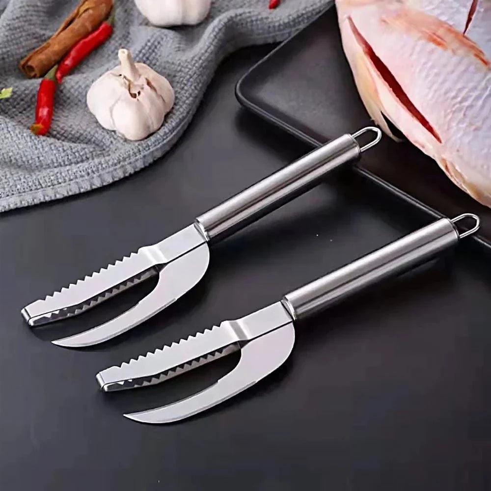 FishScaler - Cuchillo Inoxidable 3 en 1 para Limpieza de Pescado